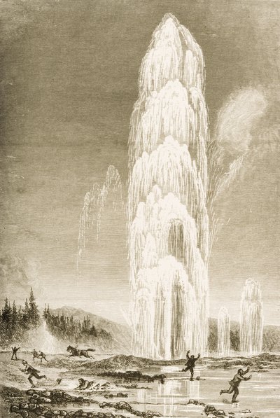 Giantess Geyser in Yellowstone National Park Erupting During the 1870s, c.1880 by Reverend Samuel Manning
